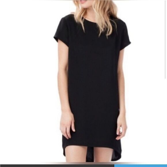 Cuyana The Silk Tee Dress Black High LowMini Minimalist Casual Short Sleeve - Picture 6 of 16